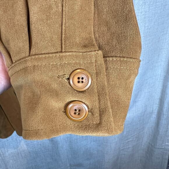 Rafaella Faux Suede Button Down Jacket Women's 16 Belted Tan Moleskin - Picture 4 of 10
